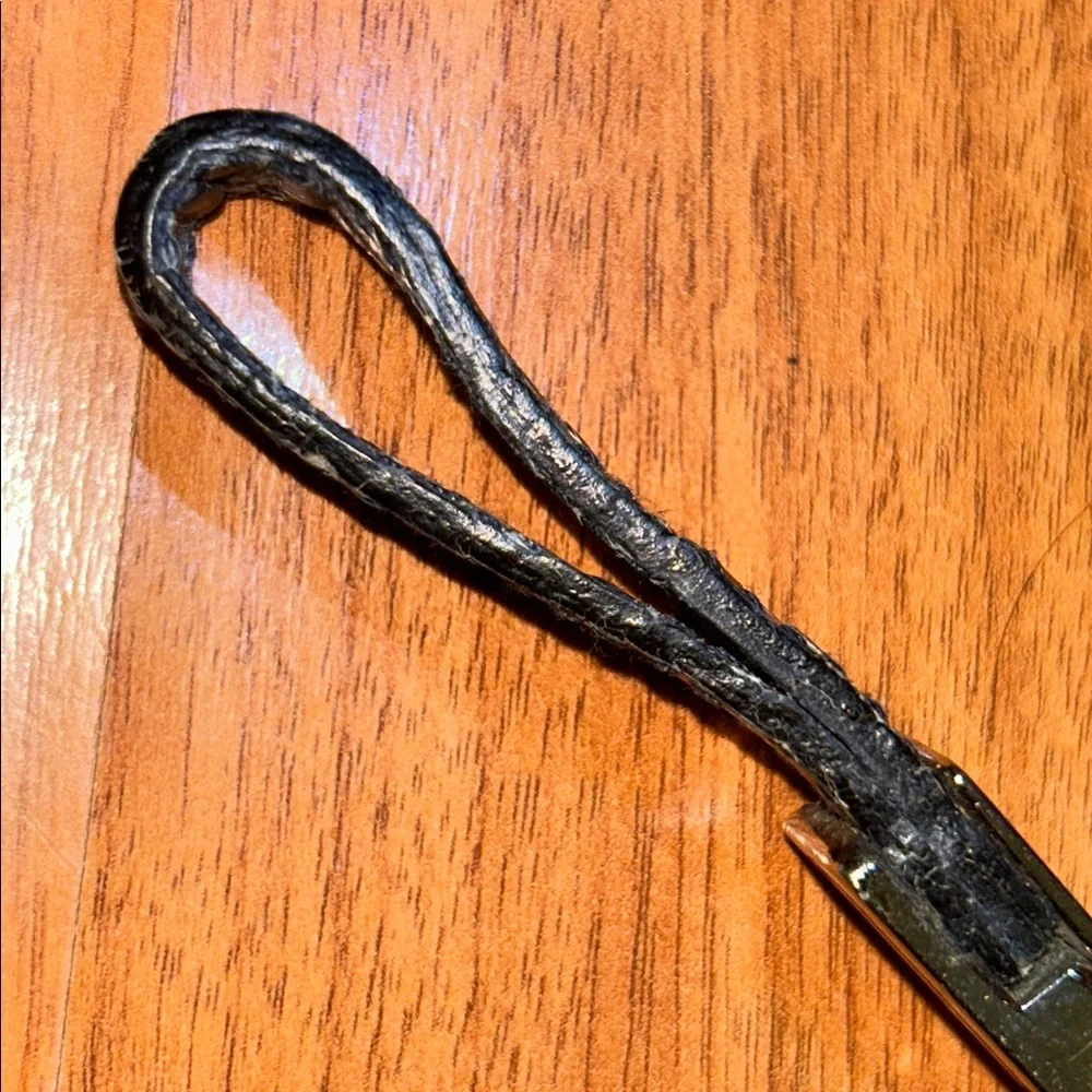 Authentic Salvatore Ferragamo Gancini Crocodile Embossed Leather Keychain